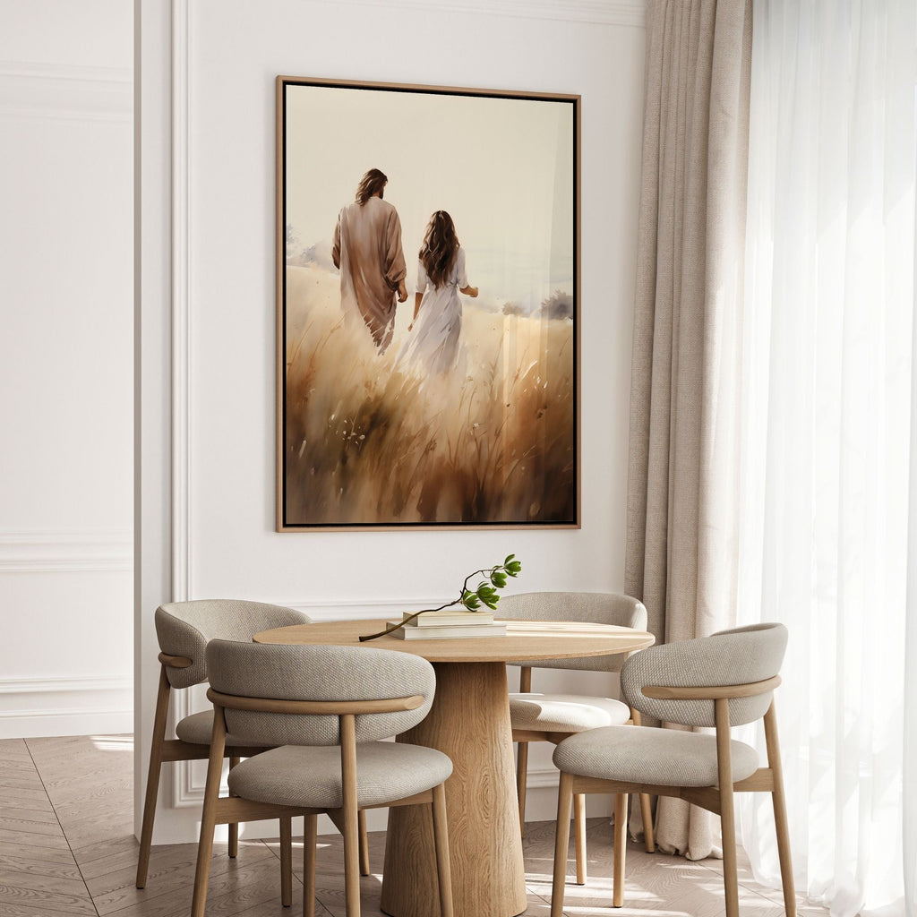 Jesus Walking With a Woman - Canvas