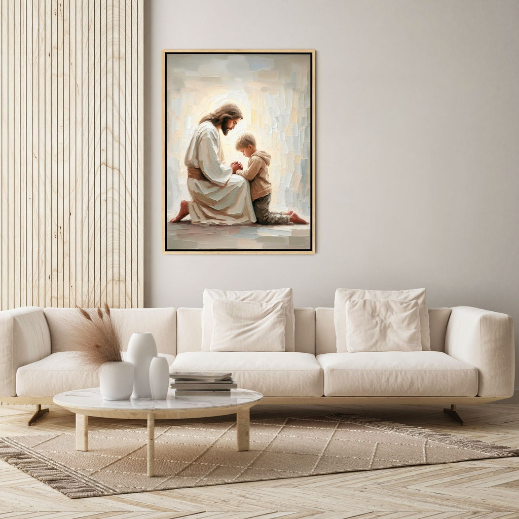 Jesus Praying With Little Boy - Canvas