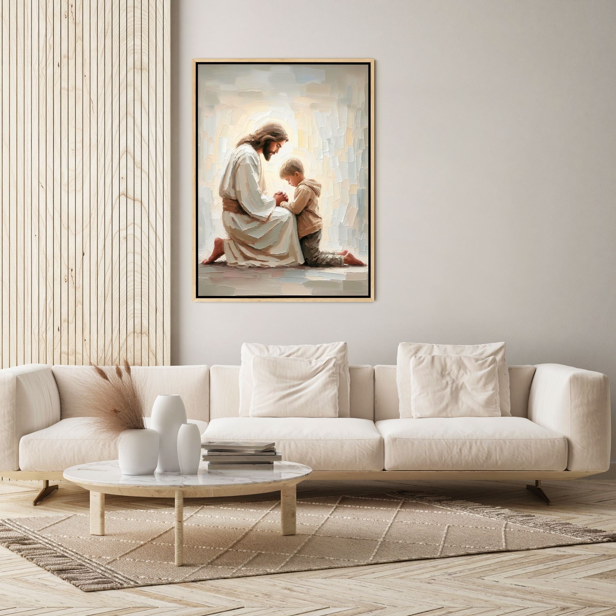 Jesus Praying With Little Boy - Canvas