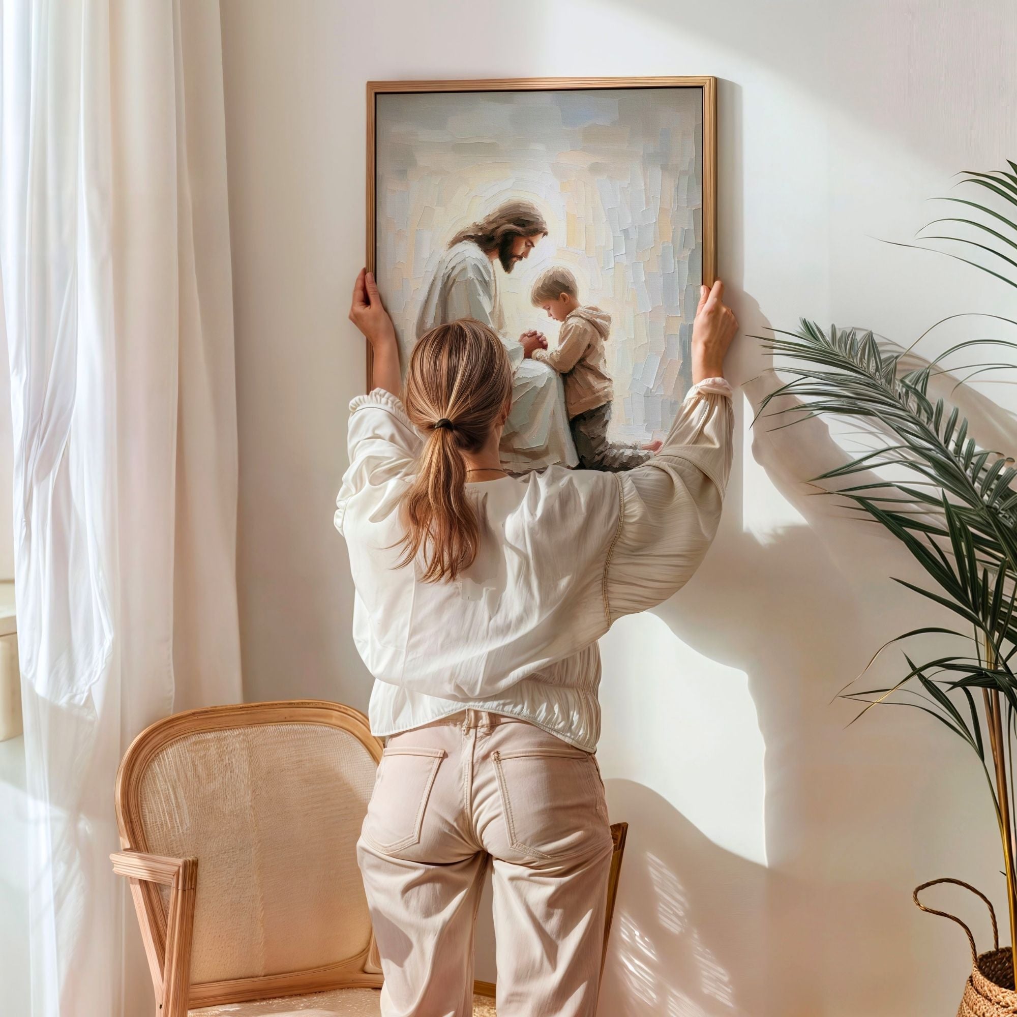 Jesus Praying With Little Boy - Canvas