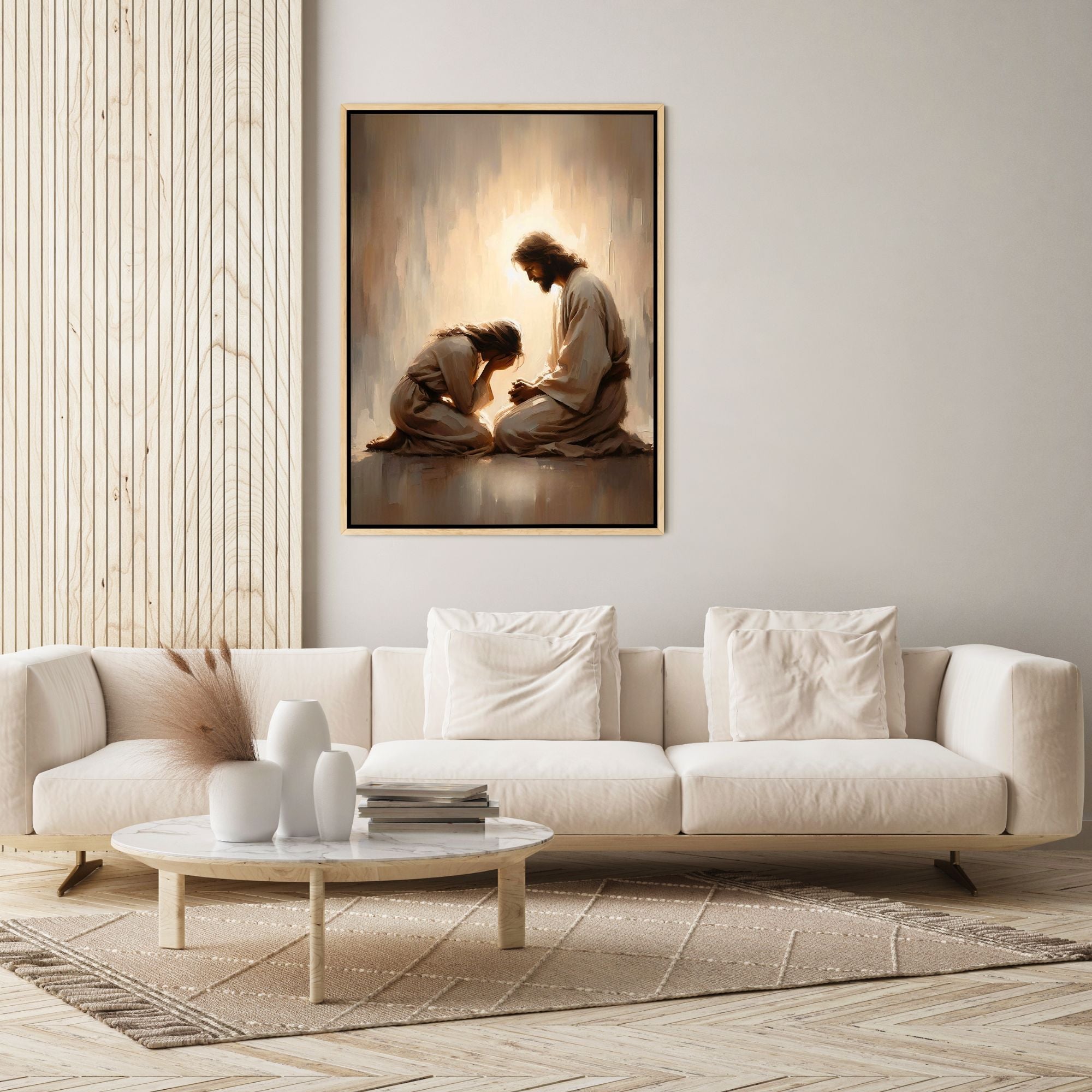 Girl Crying with Jesus - Canvas