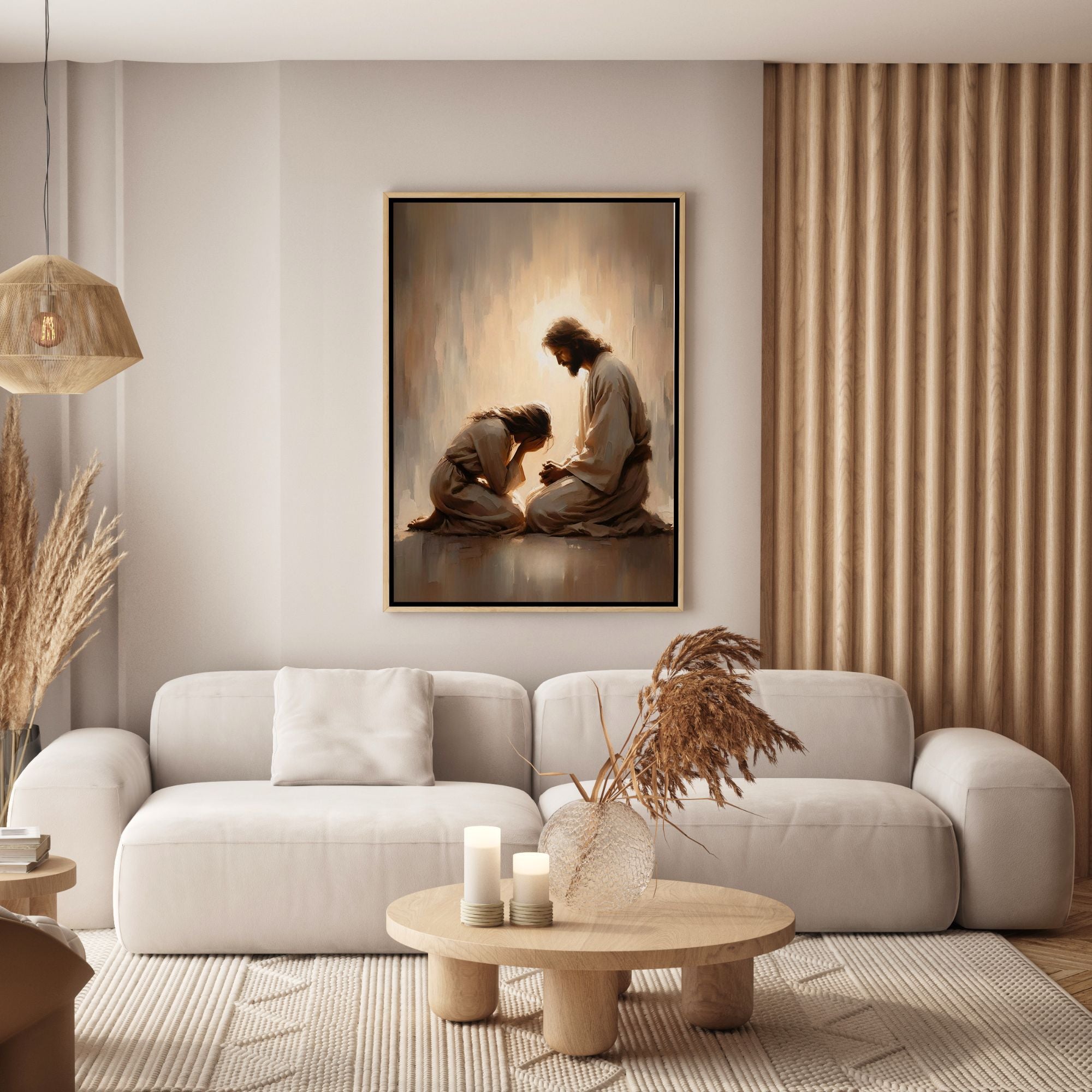 Girl Crying with Jesus - Canvas