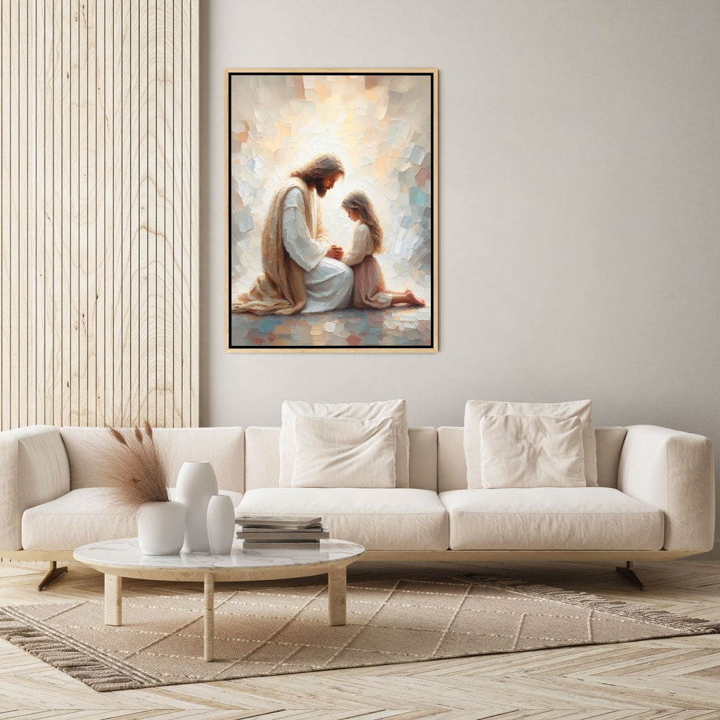 Jesus Praying With Little Girl - Canvas