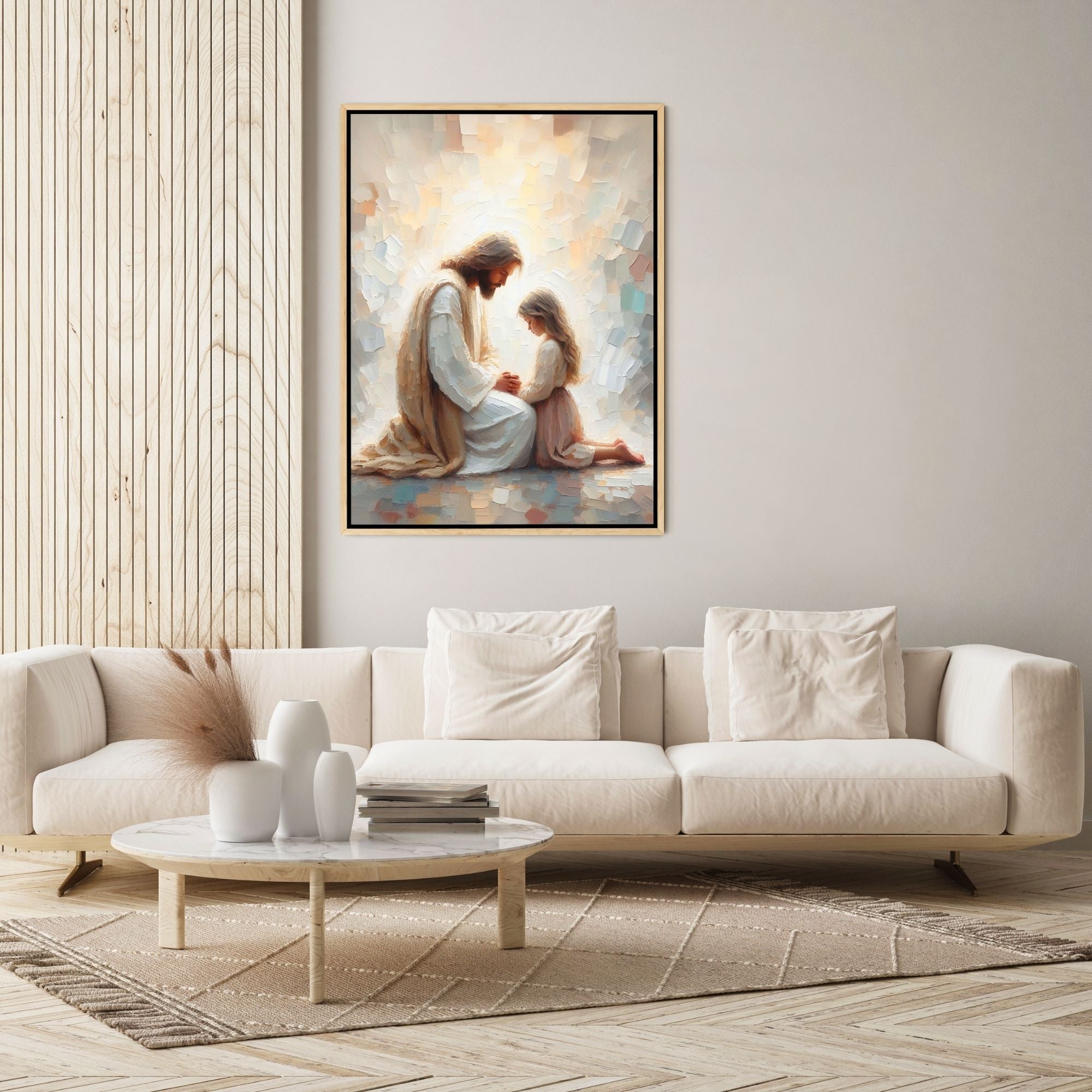 Jesus Praying With Little Girl - Canvas
