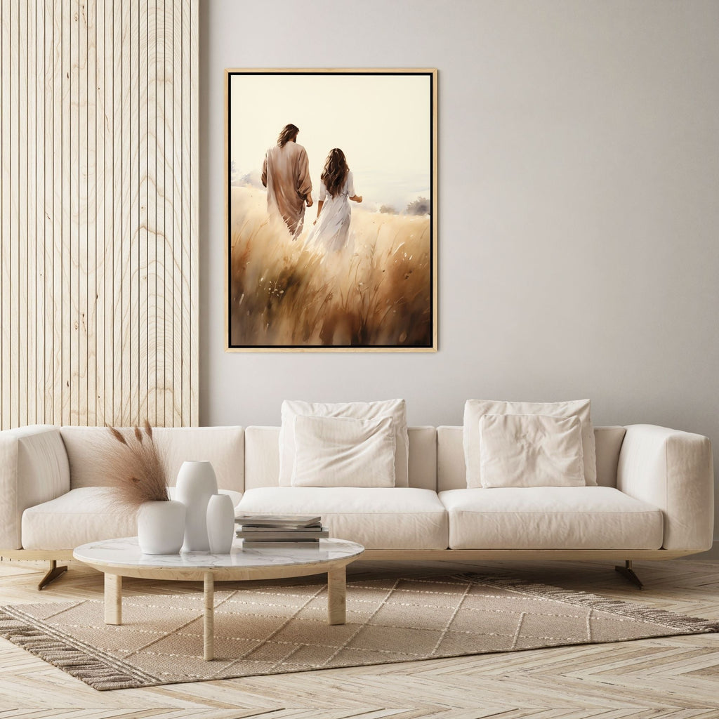 Jesus Walking With a Woman - Canvas