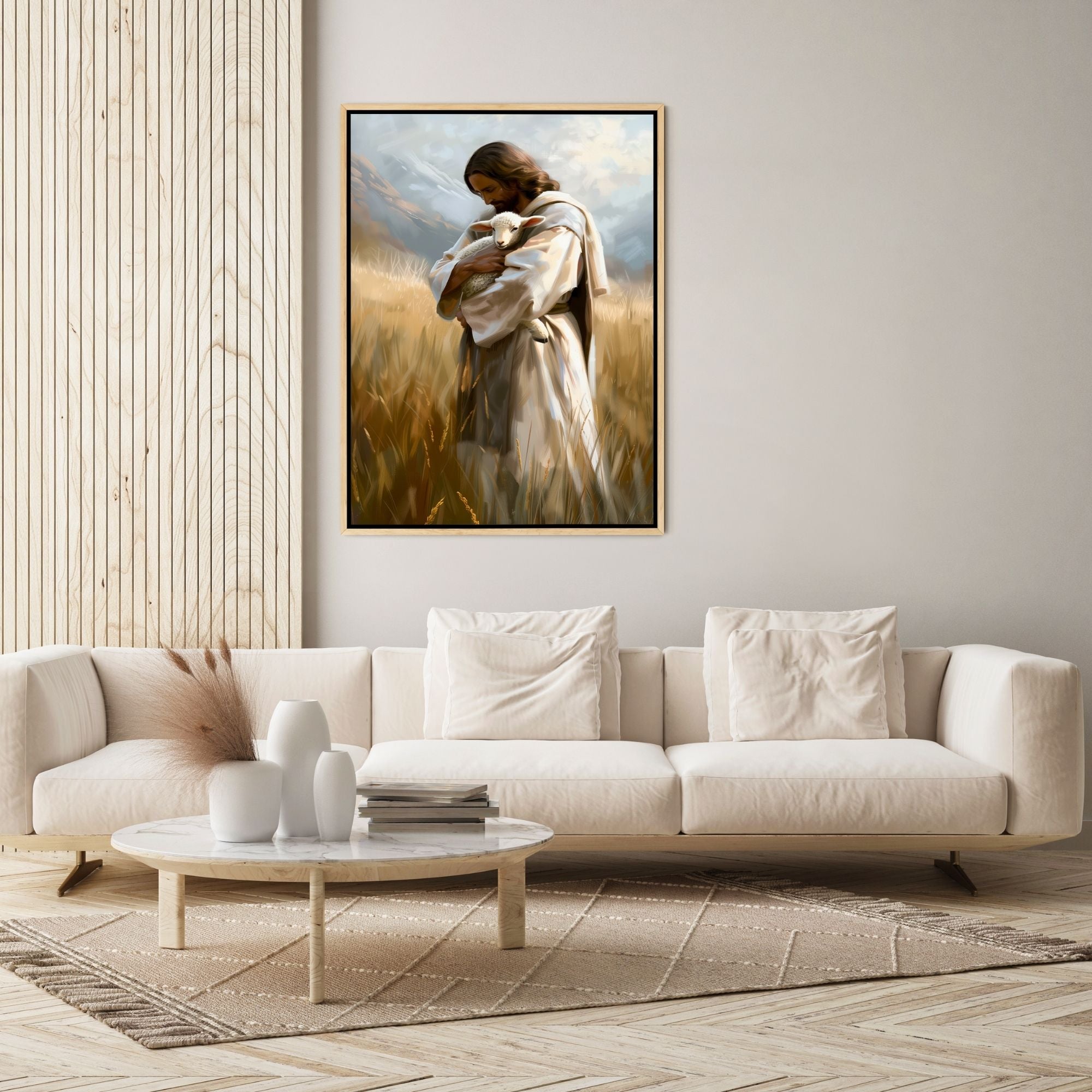 Jesus Holding a Little Lamb - Canvas