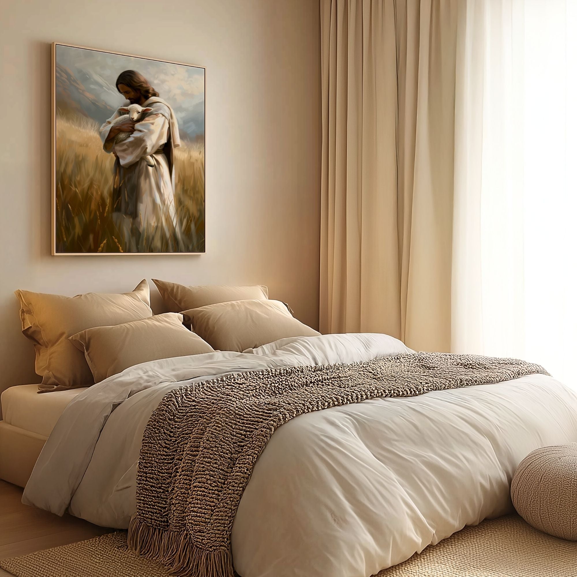 Jesus Holding a Little Lamb - Canvas