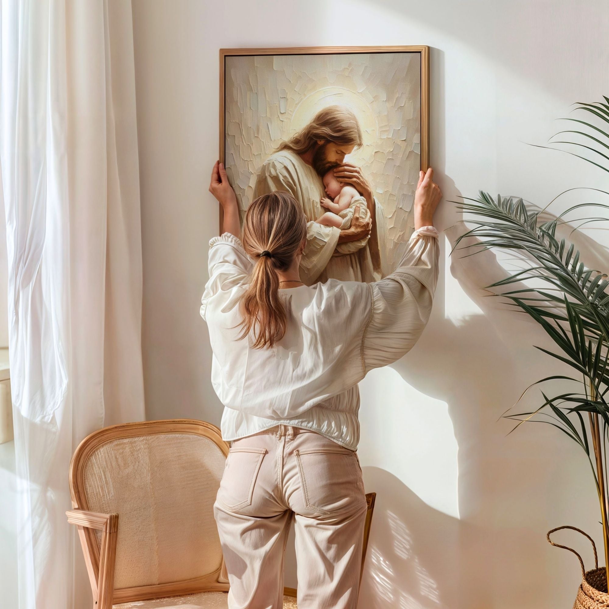 Jesus Holding a Baby - Canvas