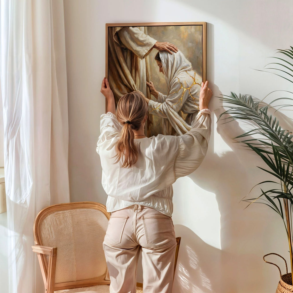 Jesus Heals Woman - Canvas