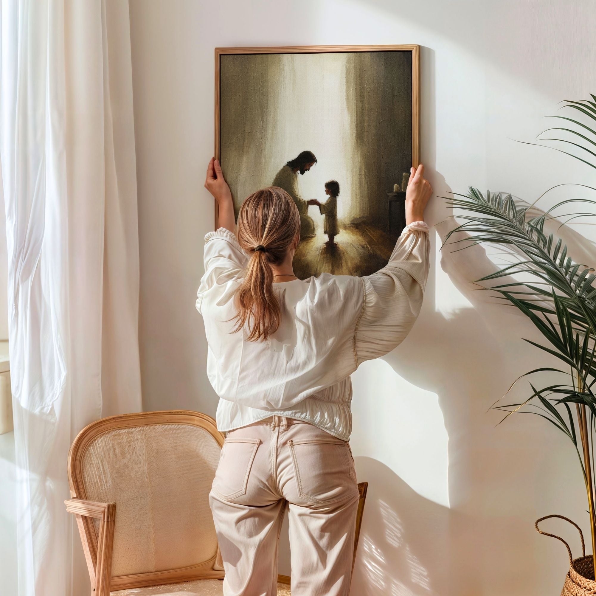 Jesus Praying With Child - Canvas