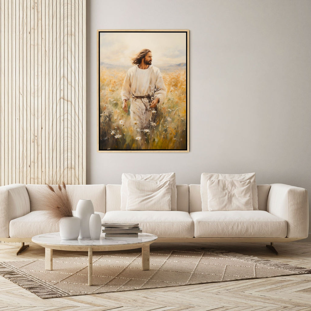Jesus Walking in a Field - Canvas