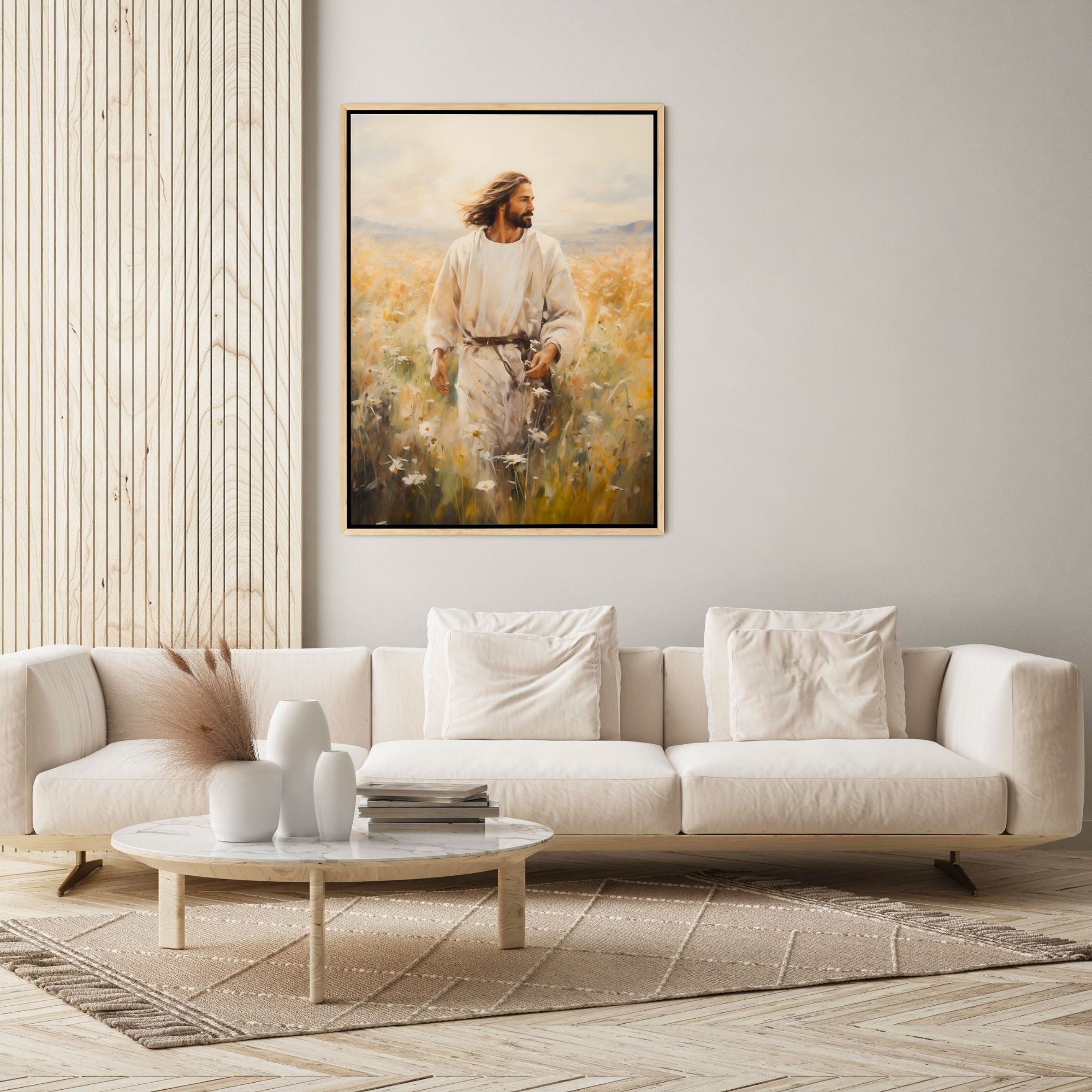 Jesus Walking in a Field - Canvas