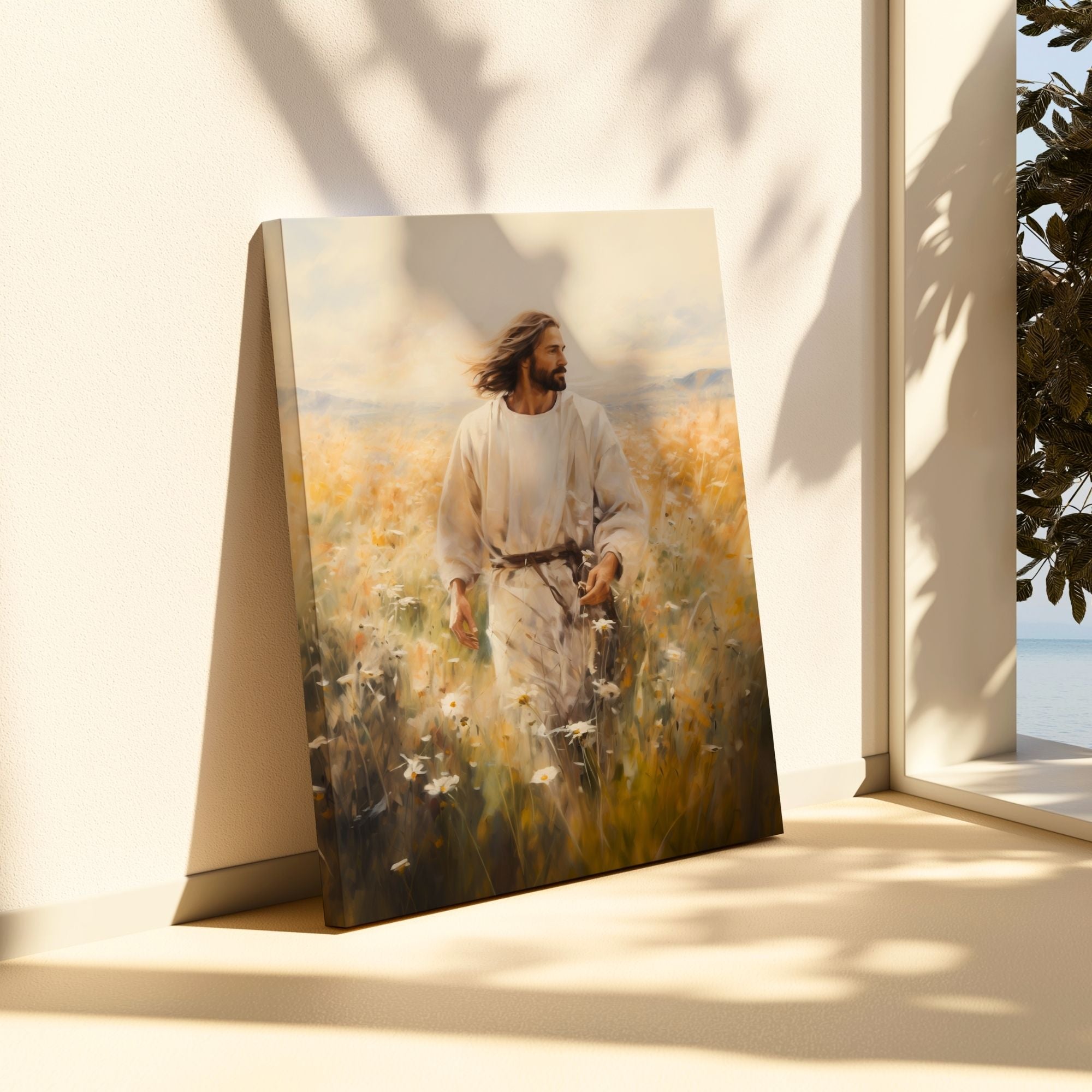 Jesus Walking in a Field - Canvas